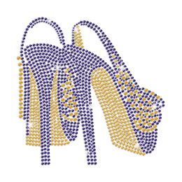 Royal Blue High Heel Iron on Rhinestone Transfer