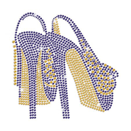 Royal Blue High Heel Iron on Rhinestone Transfer