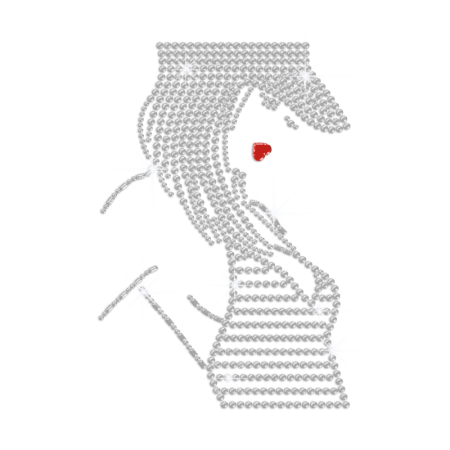 Crystal Lady in Stripe-Patterned Dress Heat Press Rhinestone Motif