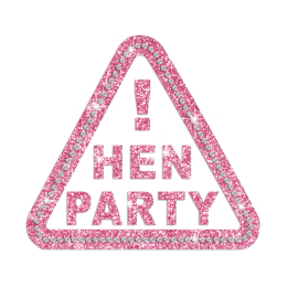 Pink Hen Party Iron-on Rhinestone Glitter Triangular Design