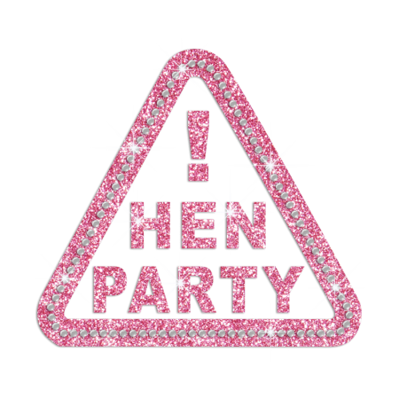 Pink Hen Party Iron-on Rhinestone Glitter Triangular Design