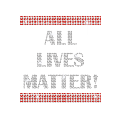 Crystal All Lives Matter Iron on Rhinestone Transfer Motif