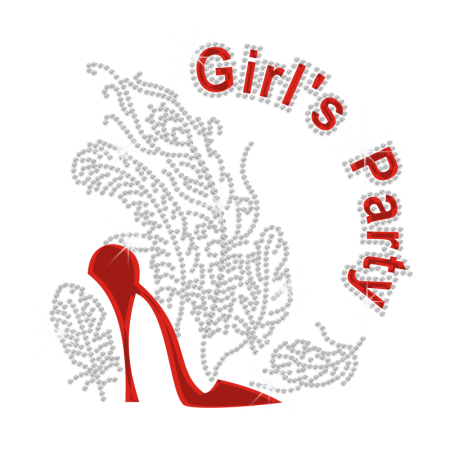 Bling Heels for Girl's Party Design Iron on Holofoil Rhinestone Transfer Decal