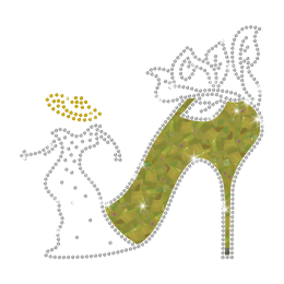 Magic Show Dancing Lady with HOLOFOIL High Heel Iron-on Rhinestone Transfer Pattern