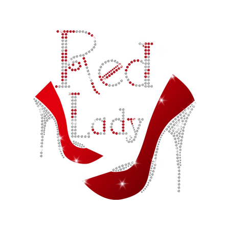 Magic Show HOLOFOIL Red Lady High Heel Iron-on Rhinestone Transfer