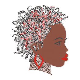 ISS Black Woman with Earring Rhinestud Decal