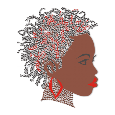 ISS Black Woman with Earring Rhinestud Decal
