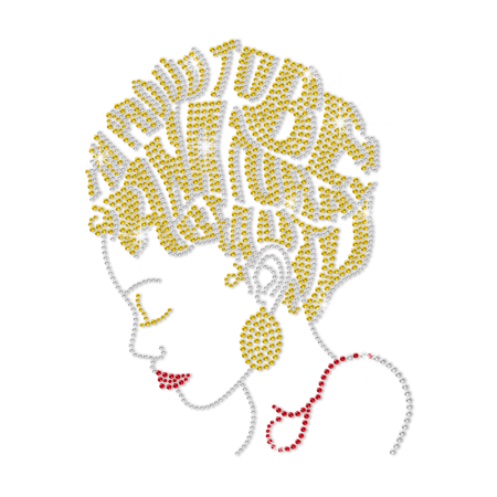 ISS Beautiful Afro Girl Rhinestud Motif