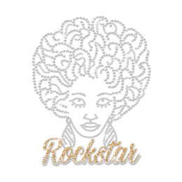 ISS Rock Star Afro Girl Rhinestud Motif