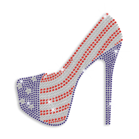 Shining USA Flag Motif High Heels Strass Hot-fix Design