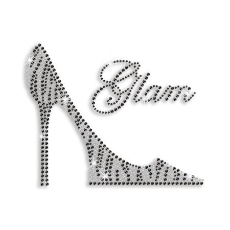 Twinkling Leopard Print High Heels Rhinestone Iron on Pattern