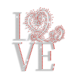 Shimmery Love Heart Iron-on Rhinestud Rhinestone Transfer