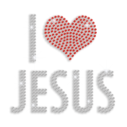 Crystal I Love Jesus Iron-on Rhinestone Transfer