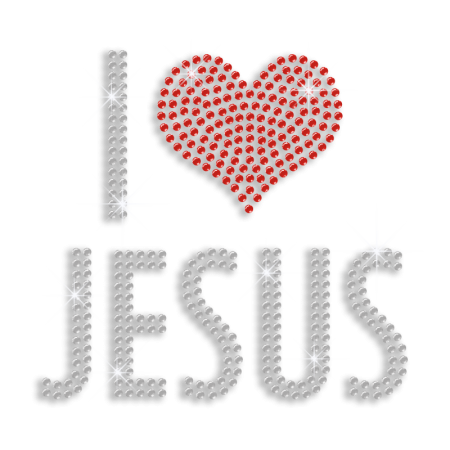 Crystal I Love Jesus Iron-on Rhinestone Transfer