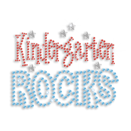 Shimmery Kindergarten Rocks Rhinestud Nailhead Iron-on Transfer