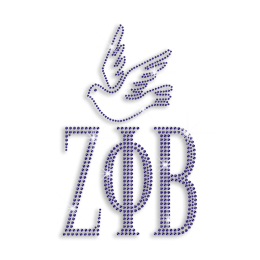 Royal Blue Peace Dove Iron-on Rhinestone Transfer