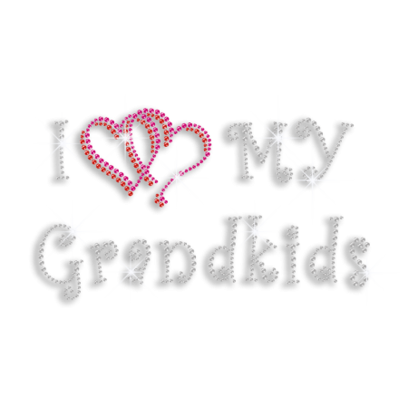 Lovely I Love My Grandkids Iron-on Rhinestone Transfer