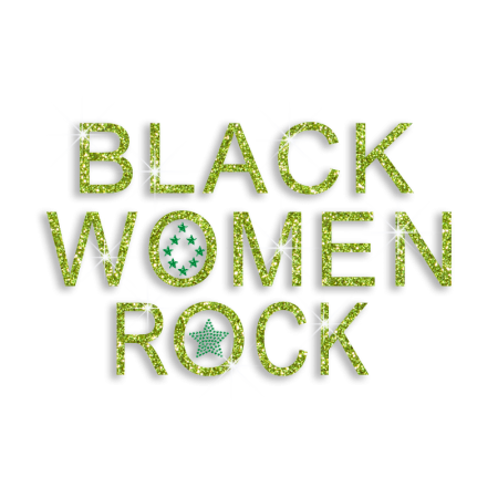 Cheering Black Women Rock Iron-on Glitter Rhinestone Transfer