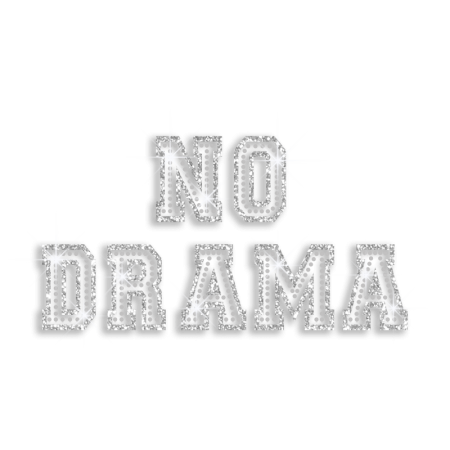 Silver No Drama Iron-on Glitter Rhinestone Transfer