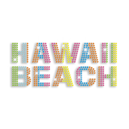 Colorful HAWAII BEACH Iron-on Rhinestone Transfer