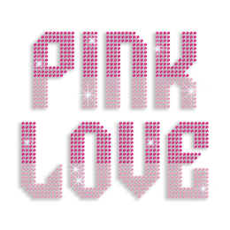 Bling Pink Love Sequin Iron on Transfer
