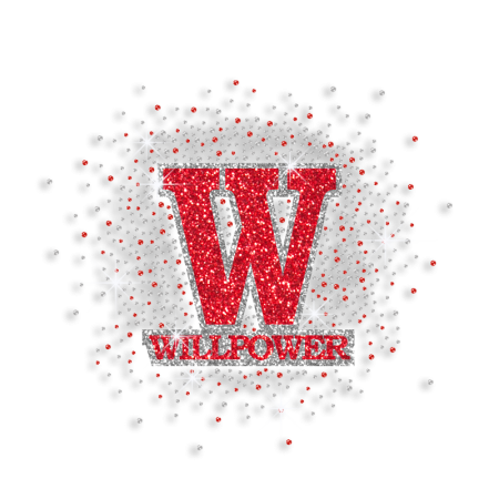 Red Willpower Iron on Glitter Rhinestone Transfer