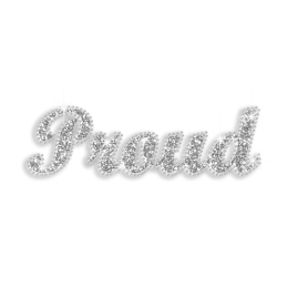 Silver Proud Iron-on Glitter Rhinestone Transfer