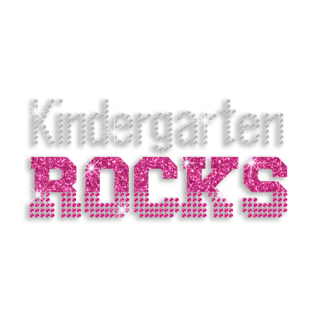 Cool Kindergarten Rocks Glitter Nailhead Iron on Transfer