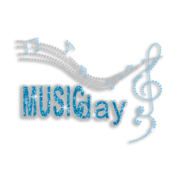 Beautiful Music Day Iron-on Glitter Rhinestone Transfer