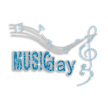 Beautiful Music Day Iron-on Glitter Rhinestone Transfer