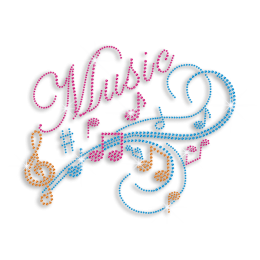 Elegant Music Notes Iron-on Rhinestone Transfer