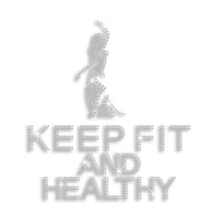 Bling Keep Fit and Healthy Iron-on Rhinestone Transfer