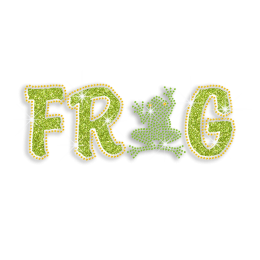 Green Cute Frog Iron-on Glitter Rhinestone Transfer