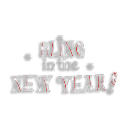 Fashionable Bling New Year Iron-on Rhinestone Transfer