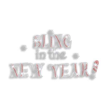 Fashionable Bling New Year Iron-on Rhinestone Transfer