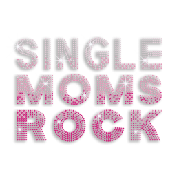 Pink Single Moms Rock Iron-on Rhinestud Transfer