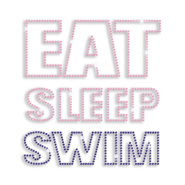 Pretty Eat Sleep Swim Iron-on Rhinestone Transfer