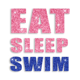 Bling Eat Sleep Swim Iron-on Glitter Hotfix Transfer