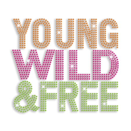 Colorful Young Wild & Free Neon Stud Iron-on Transfer