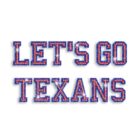 Luminous Let's Go Texans Iron-on Glitter Rhinestone Transfer