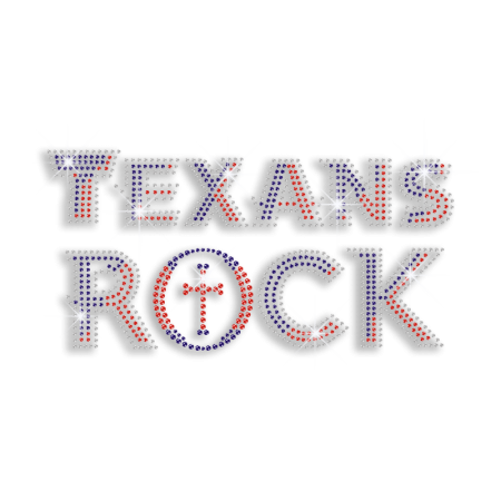 Cool Texans Rock Iron-on Rhinestone Transfer