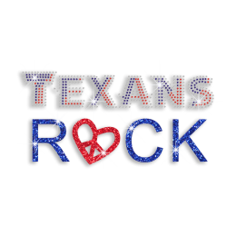 Sparkly Texans Rock Iron-on Glitter Rhinestone Transfer