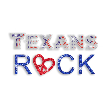 Sparkly Texans Rock Iron-on Glitter Rhinestone Transfer