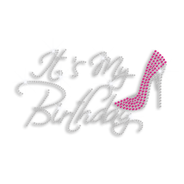 Bling Birthday High Heel Iron-on Rhinestone Transfer