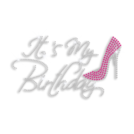 Bling Birthday High Heel Iron-on Rhinestone Transfer