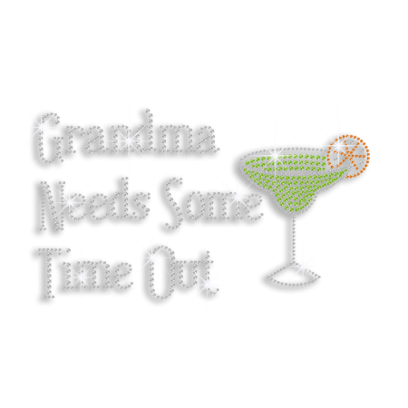 Cool Grandma's Drink Iron-on Rhinestone Transfer