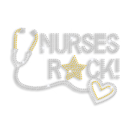 Customizable Nurses Rock Iron-on Rhinestone Transfer