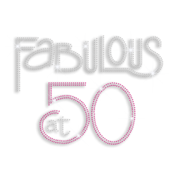 Fabulous at 50 Hotfix Iron on Rhinestone Transfer