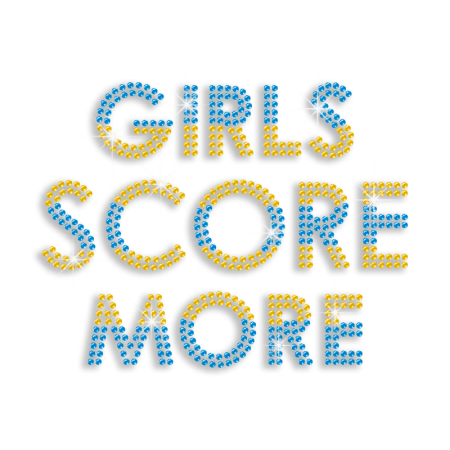 Teal & Yellow Girls Score More Iron on Rhinestone Transfer