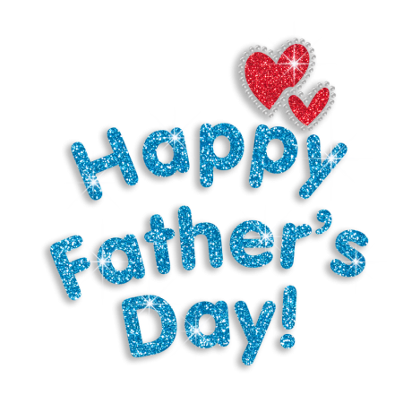 Teal Happy Father's Day Iron-on Glitter Rhinestone Transfer